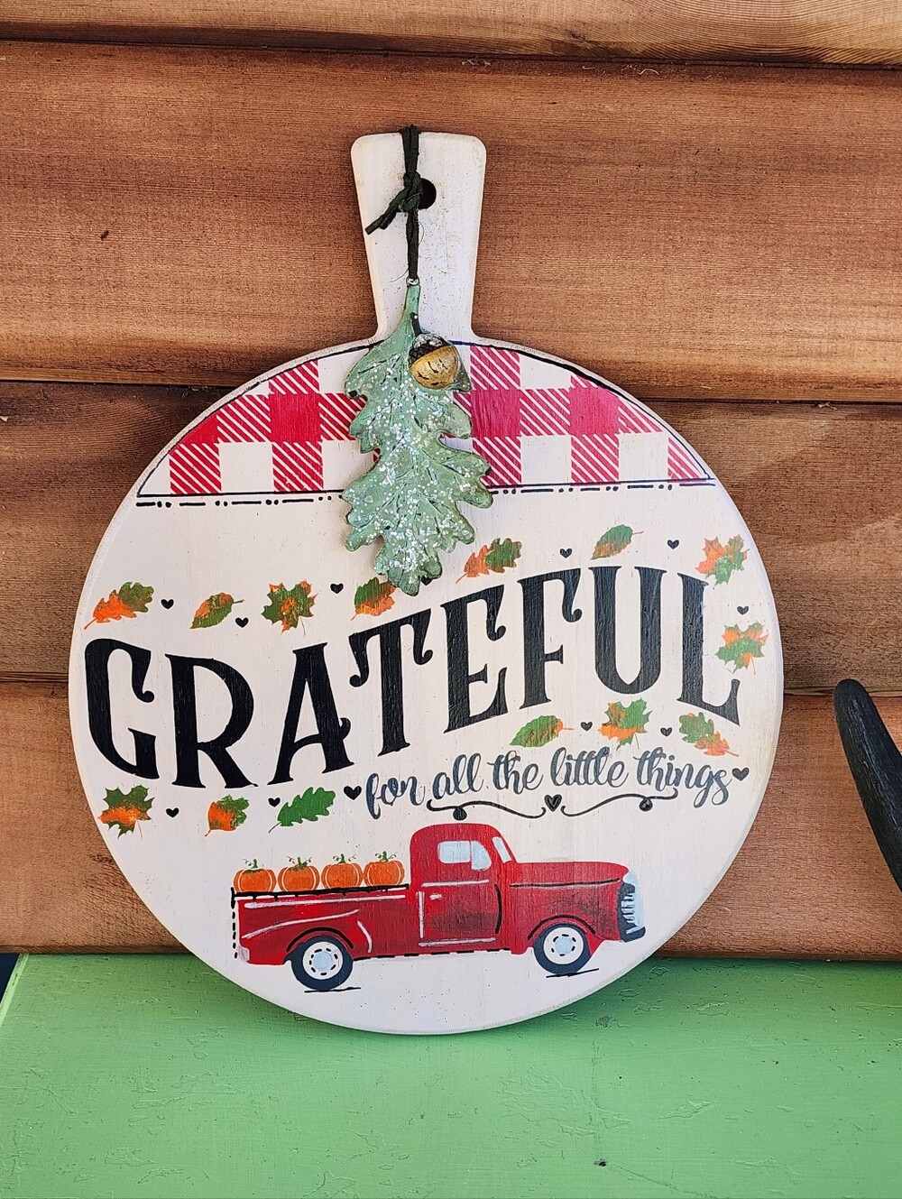 Handmade Farmhouse Fall Wooden Sign — "Grateful for all the Little Things"
